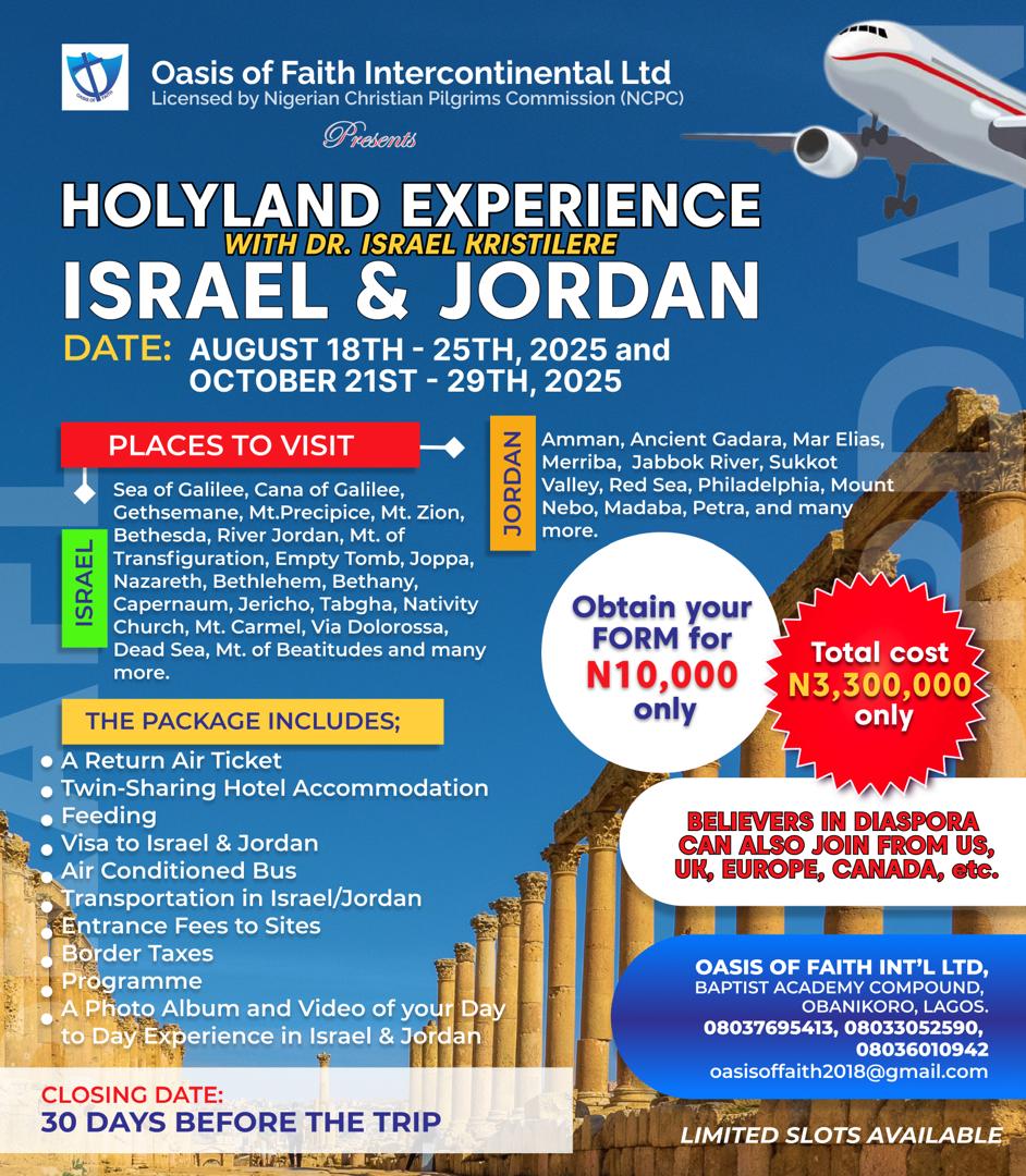 Join the Next Holy Land Experience with Dr. Israel Kristilere